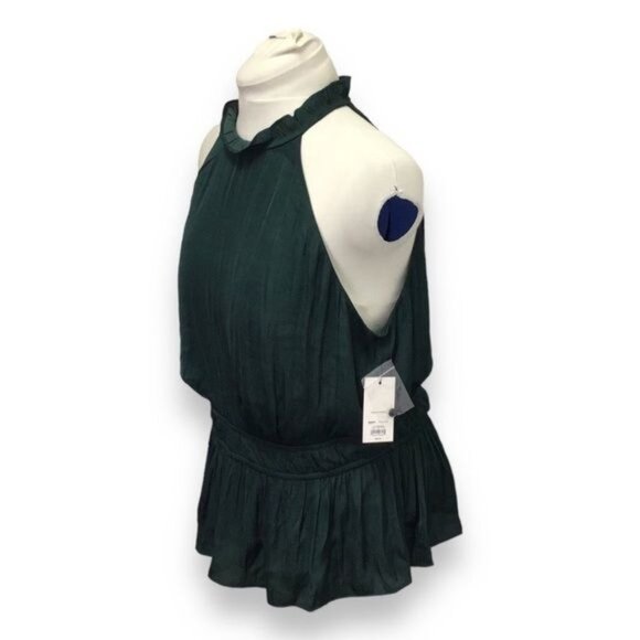 Nine West Women’s Sleeveless Ruffle Halter Peplum Blouse, Green, size XXL - Picture 3 of 9